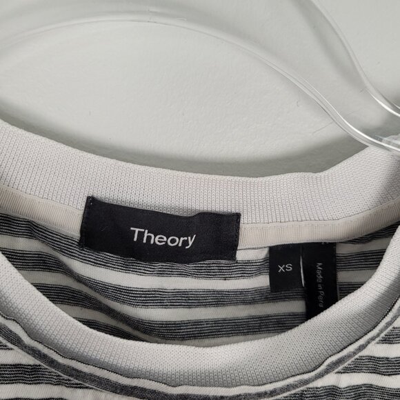 Theory Rylee Pima Cotton Short Sleeve T-Shirt Striped Black White Size XS - Picture 13 of 13